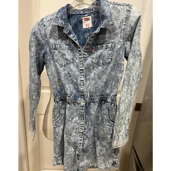 Levi's Girls Acid Wash Button Down Long Sleeve Dress Size 12-13 YRS - Picture 4 of 5